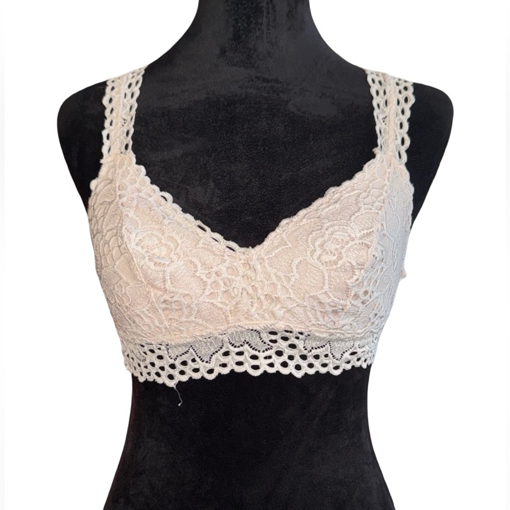 Aerie Bralette pale Pink Lace Feminine‎ Racerback Pullover Womens Size medium